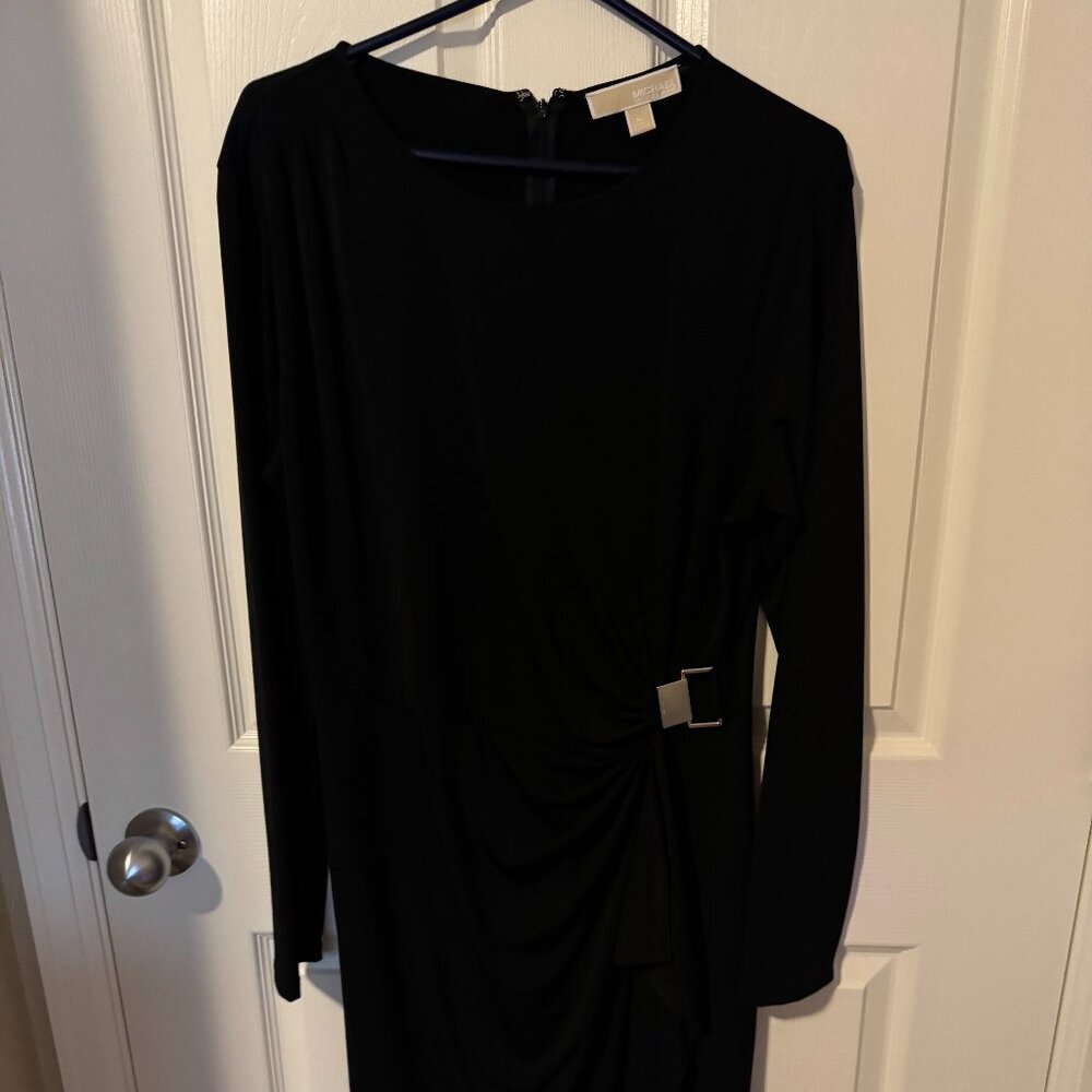 MICHAEL Michael Kors Black Long Sleeve Dress w/silver Hardware